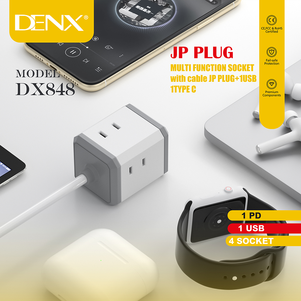 DX848 - JP Power Socket (4 SOCKET+1USB+1TYPE C)